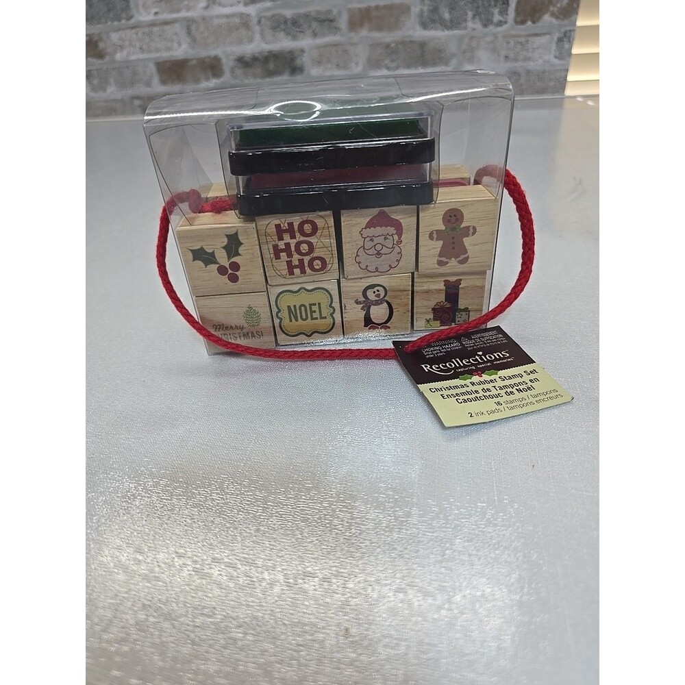 Recollections "CHRISTMAS HOLIDAYS" Wood Mounted Set of 16 Rubber Stamps